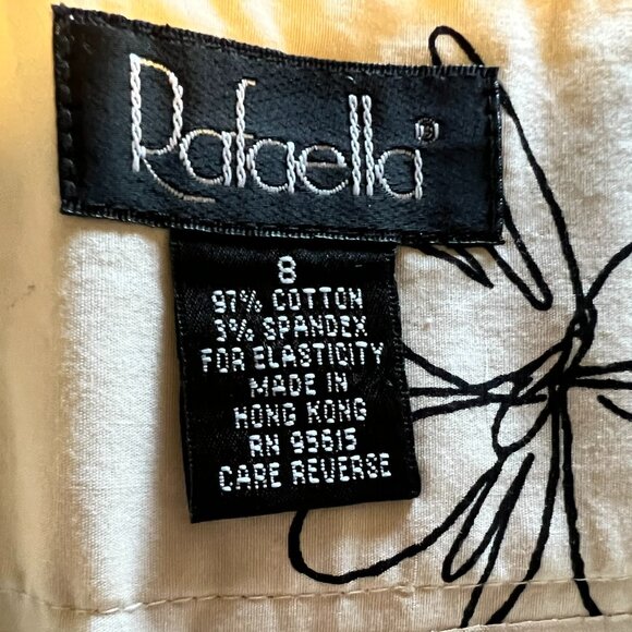 Rafaella Cream with Black Flower Embroidered A Line Skirt - Lined - 8 - Picture 3 of 3